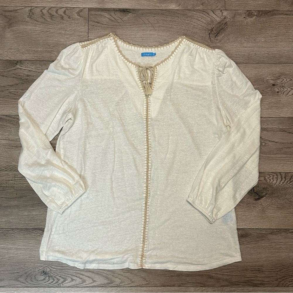 j mclaughlin Women's Linen Ivory‎ Tassels Medium